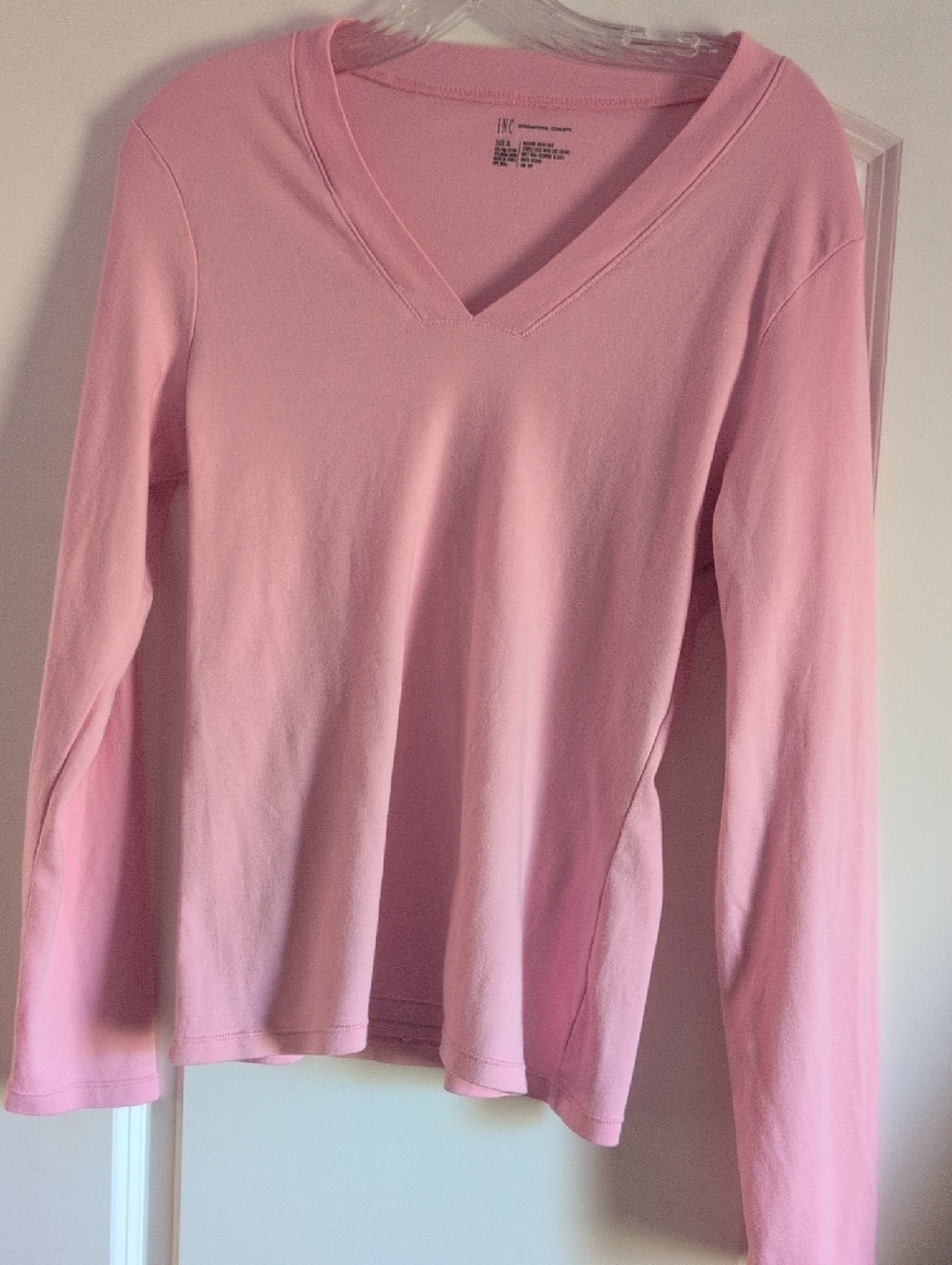 INC International Concepts Pink Ribbed V-Neck Top